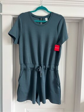 Assets By Spanx Teal Short-Sleeve Romper